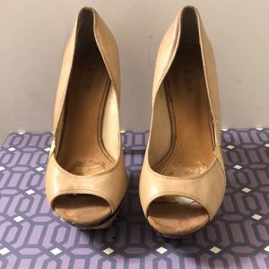 Lamb Tan Platform Heels